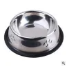 Factory direct sales of stainless steel pet bowls, stainless steel dog bowls, footprint and bone flushing pet food bowls, cat bowls details Picture
